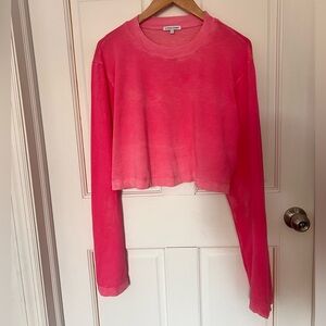 Cotton Citizen Pink Cropped Long Sleeve Top